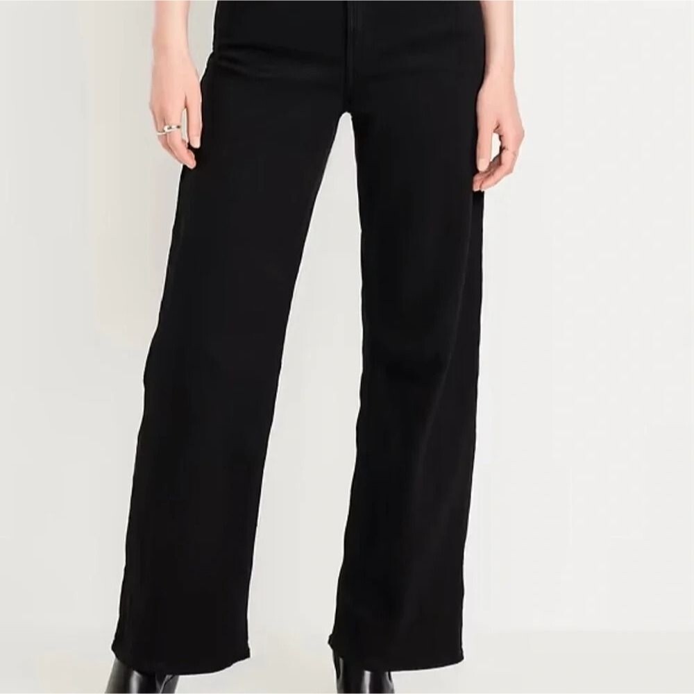 Old Navy High-Rise Wow Wide Leg Black Jeans Size 14